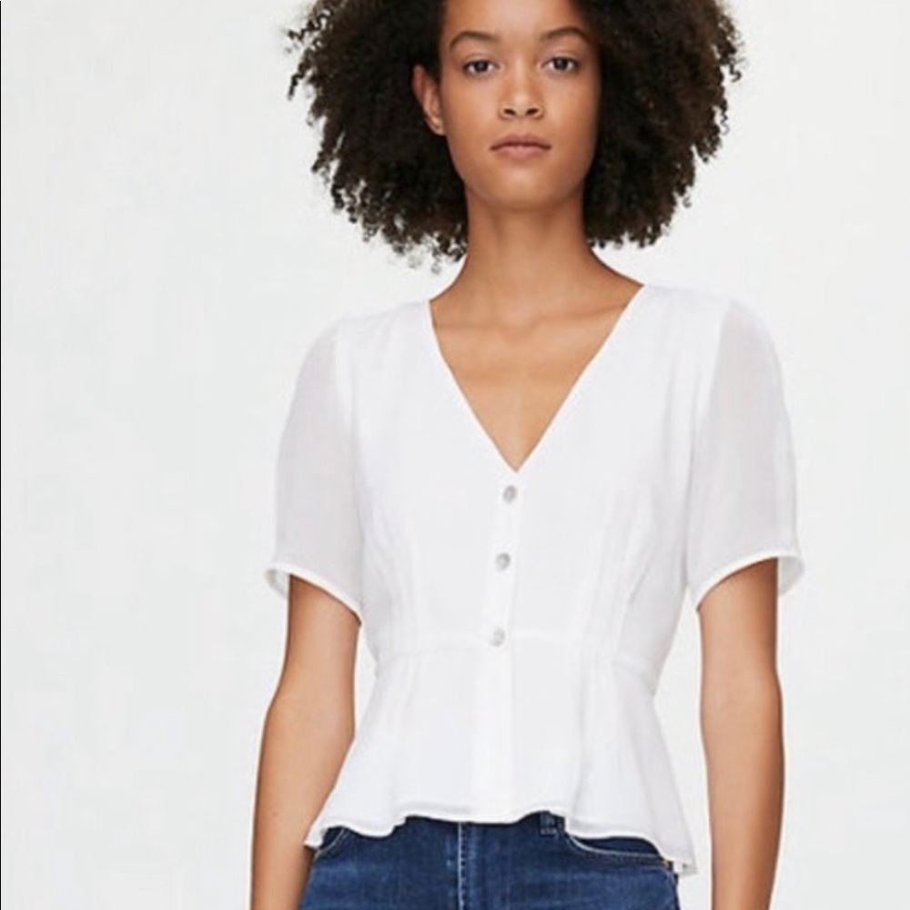 Wilfred White Button front sheer blouse size 8